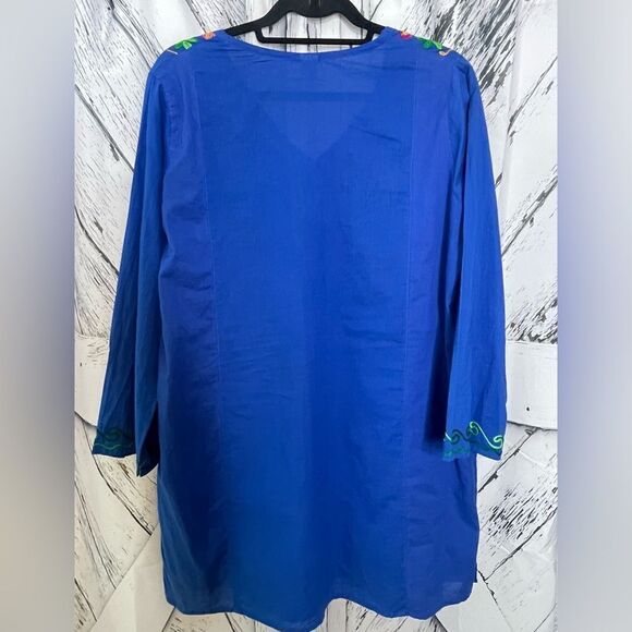 Laddi Embroidered Tunic Coverup Blue OS - Picture 3 of 7